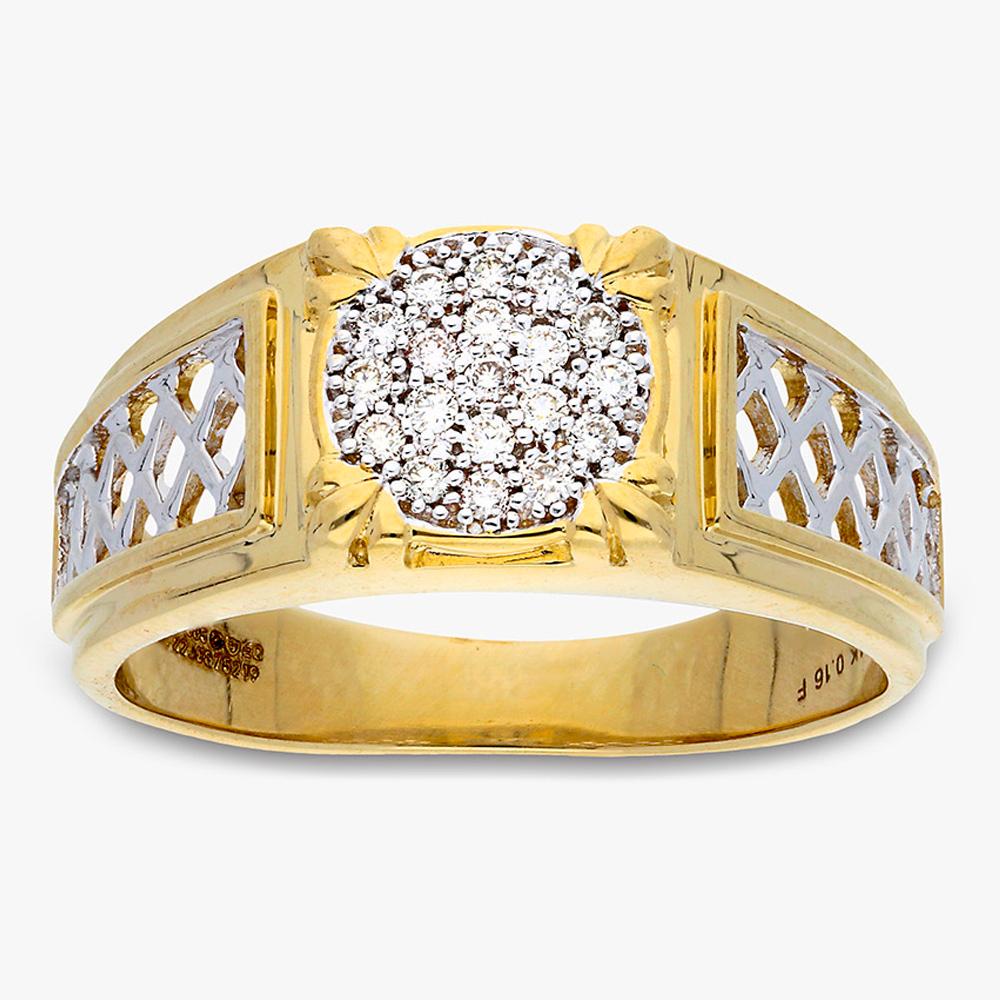 Buy Two Tone Plated Symmetric Design 14Kt Gold & Diamond Ring For Men