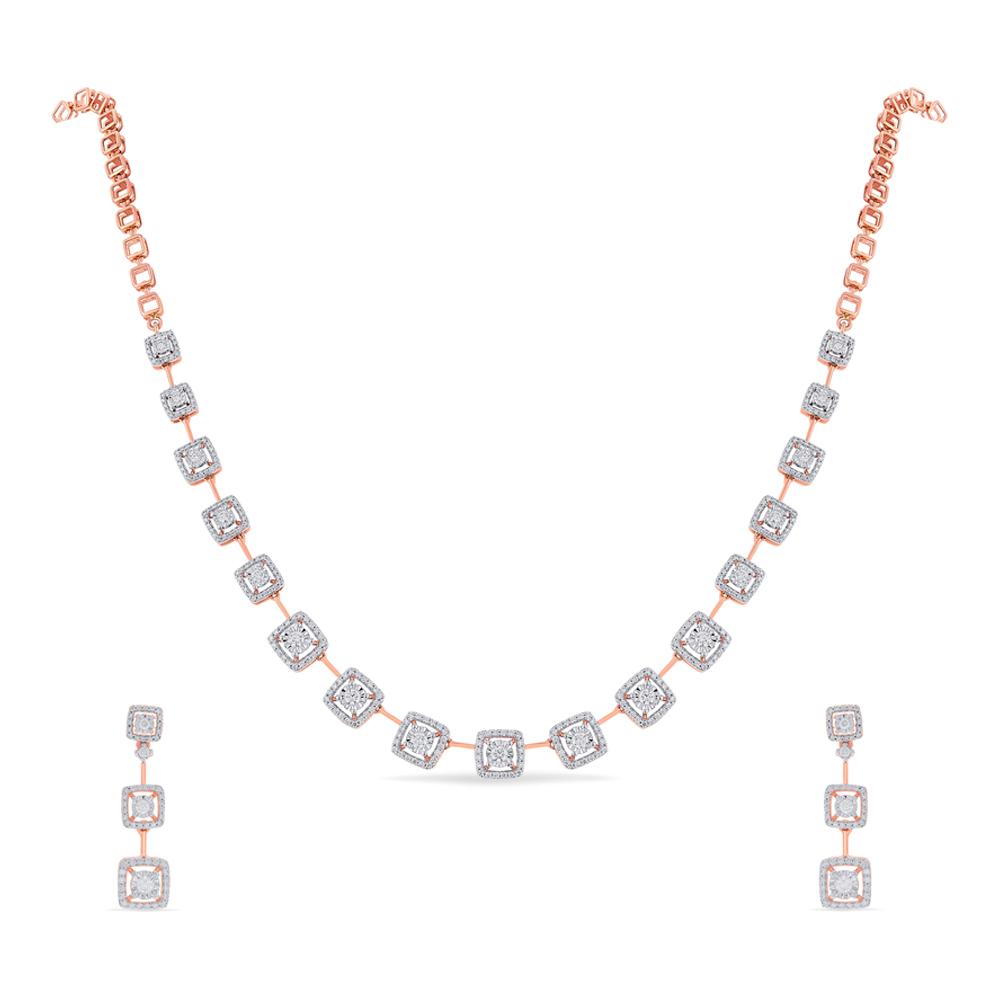 Buy 18 Karat Gold & Diamond Necklace Set